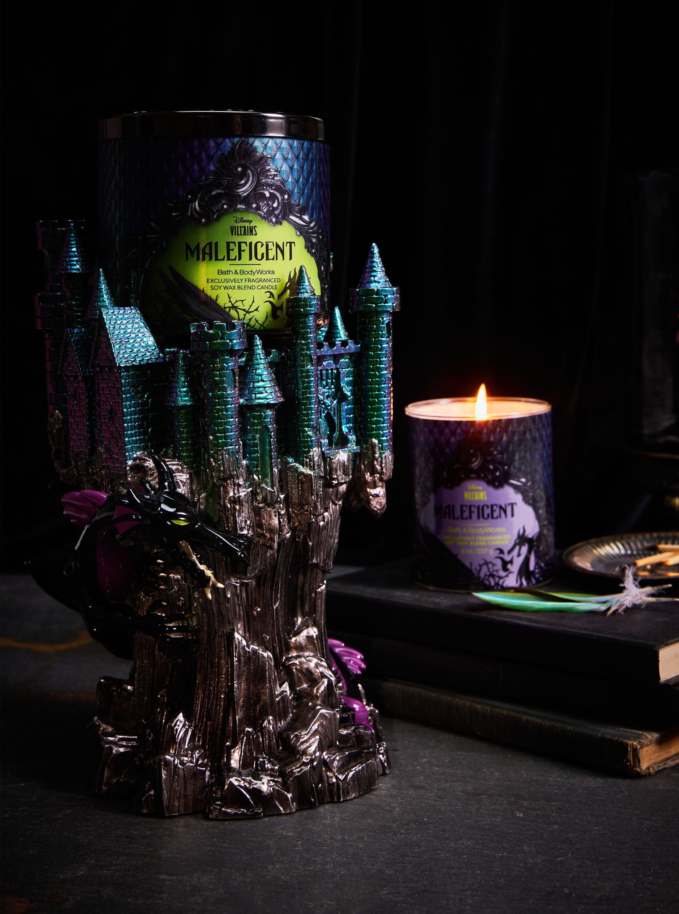 Maleficent Dragon Castle Pedestal 3-Wick Candle Holder