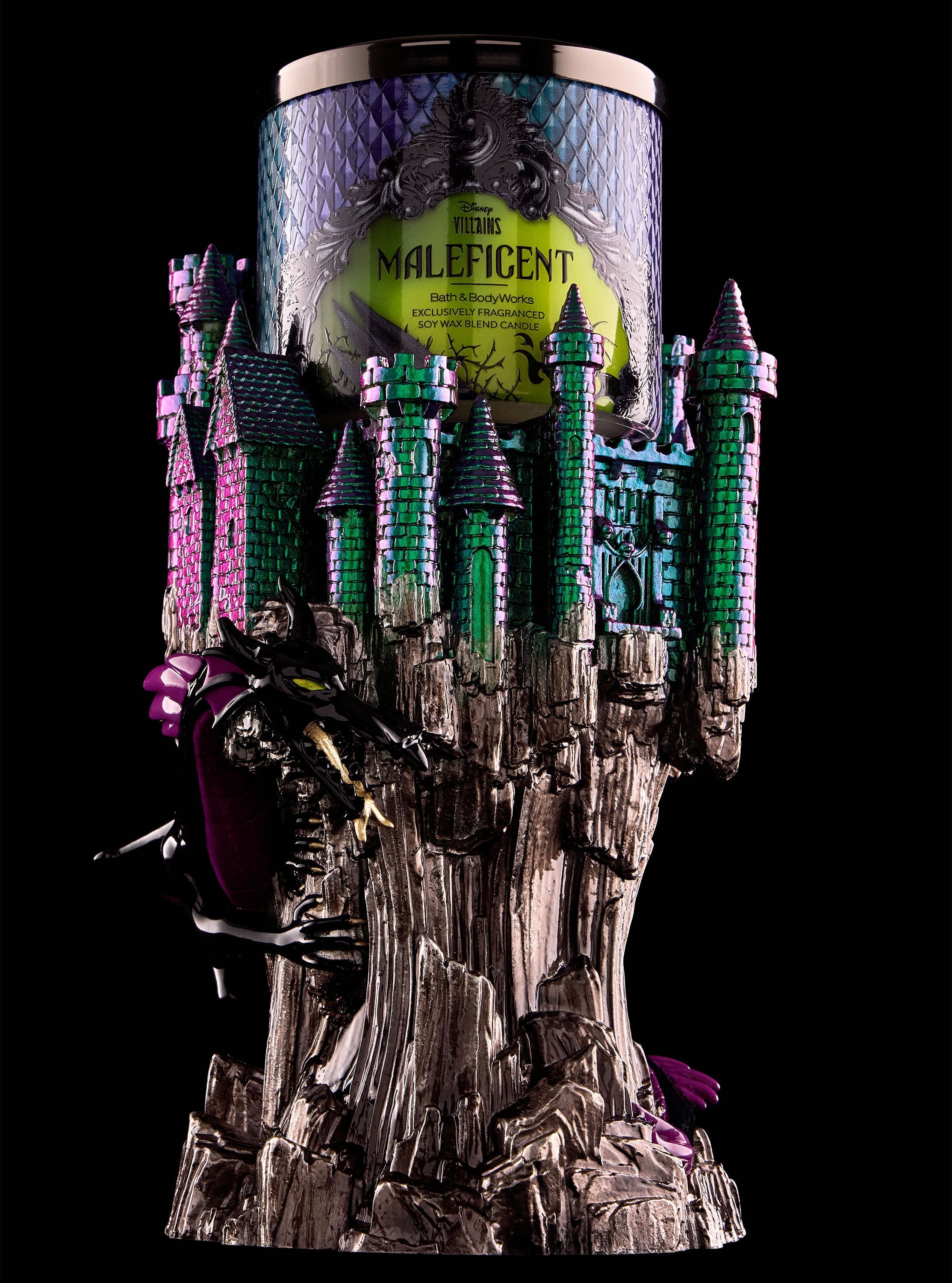Maleficent Dragon Castle Pedestal 3-Wick Candle Holder