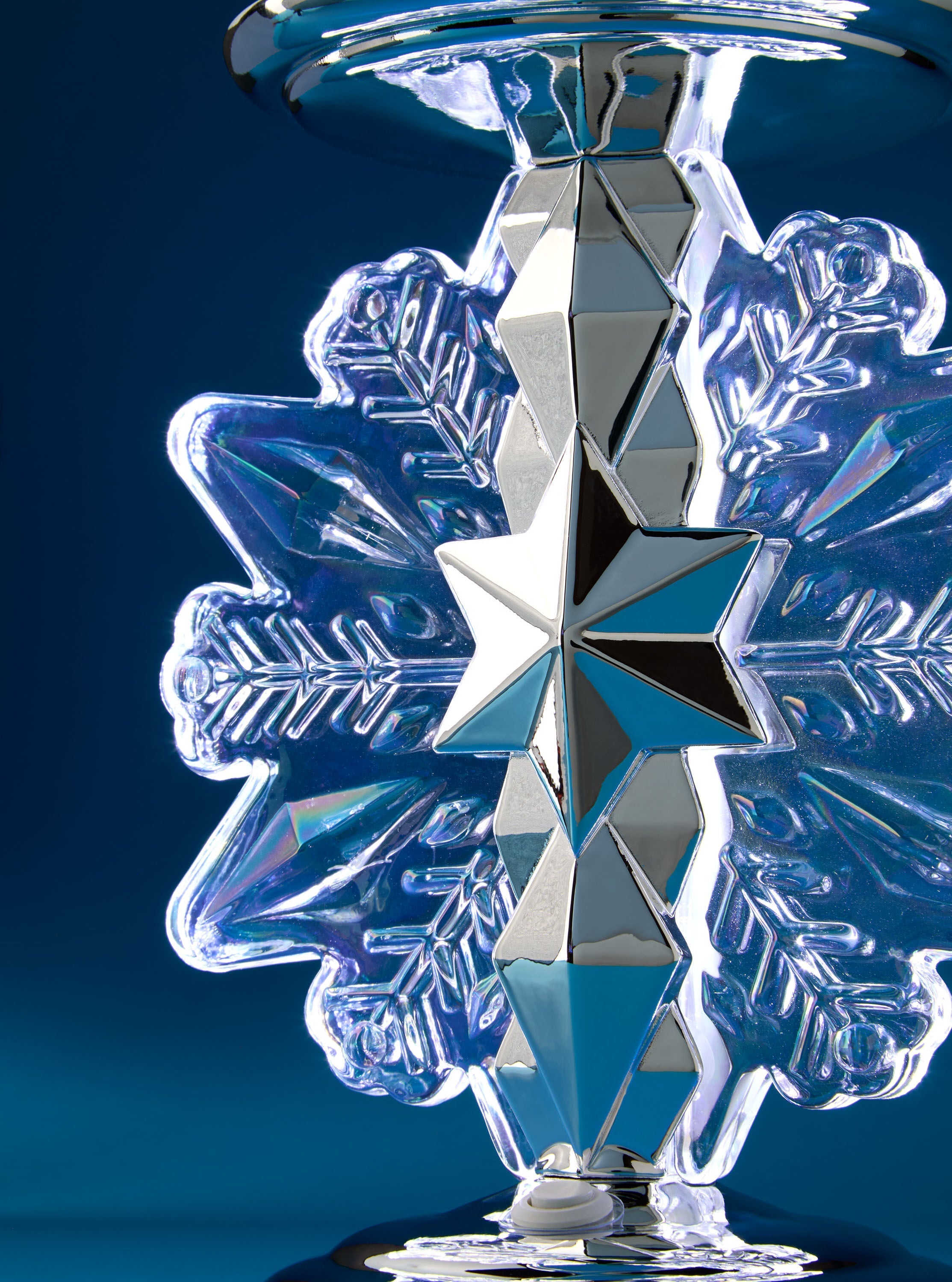 Snowflake Light-Up Pedestal 3-Wick Candle Holder